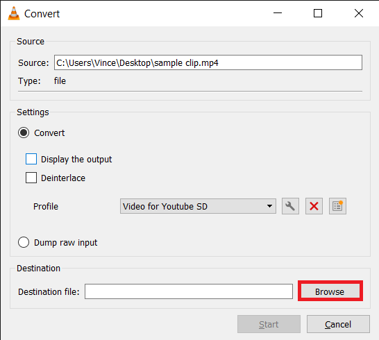 Using VLC Media Player for Video Compression on Windows: Step 3