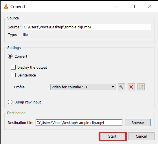 Using VLC Media Player for Video Compression on Windows: Step 4