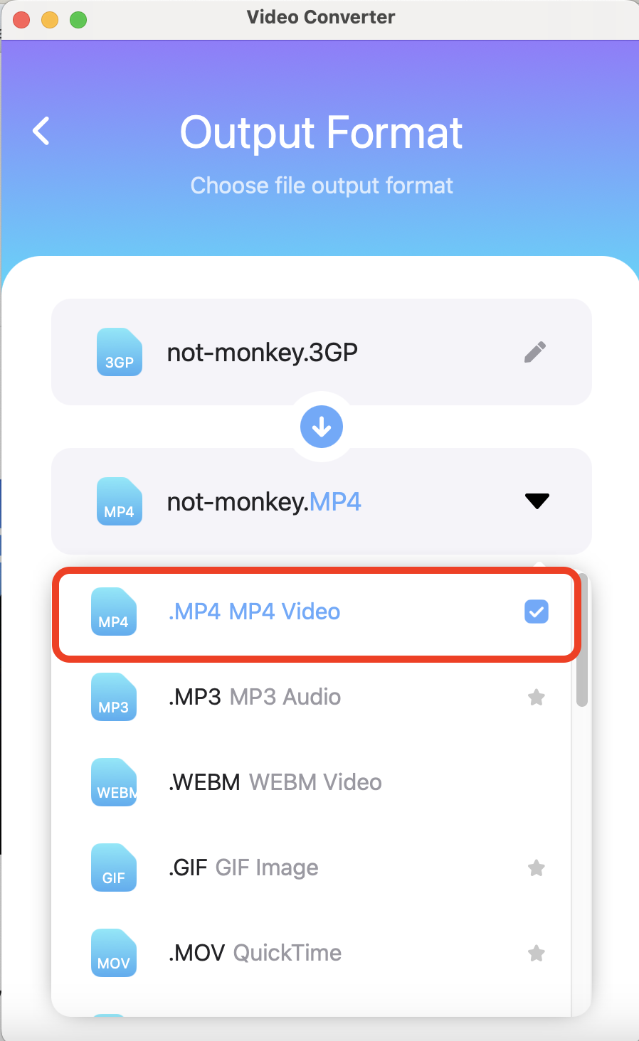 How to Convert 3GP to MP4 in Mac: Step 3