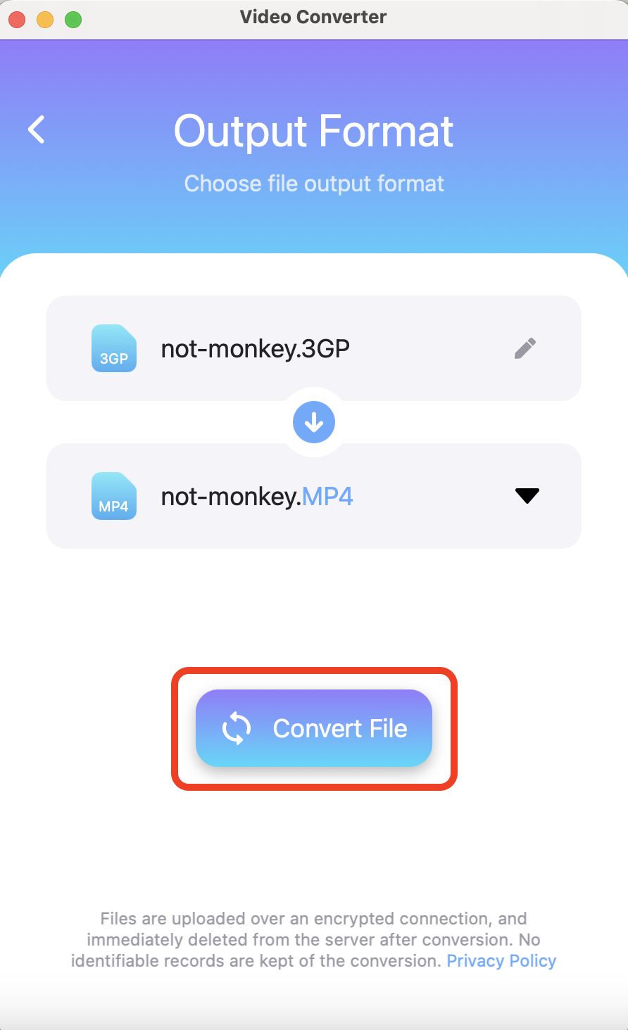 How to Convert 3GP to MP4 in Mac: Step 4