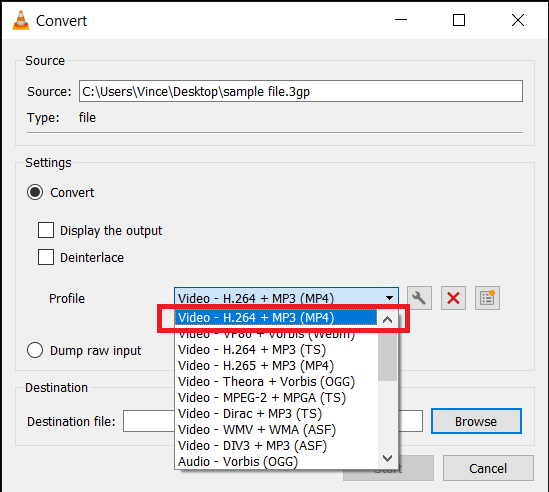 How to Convert 3GP to MP4 in Windows: Step 3