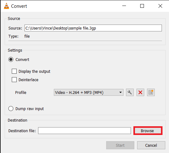 How to Convert 3GP to MP4 in Windows: Step 3