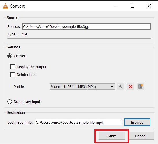 How to Convert 3GP to MP4 in Windows: Step 4