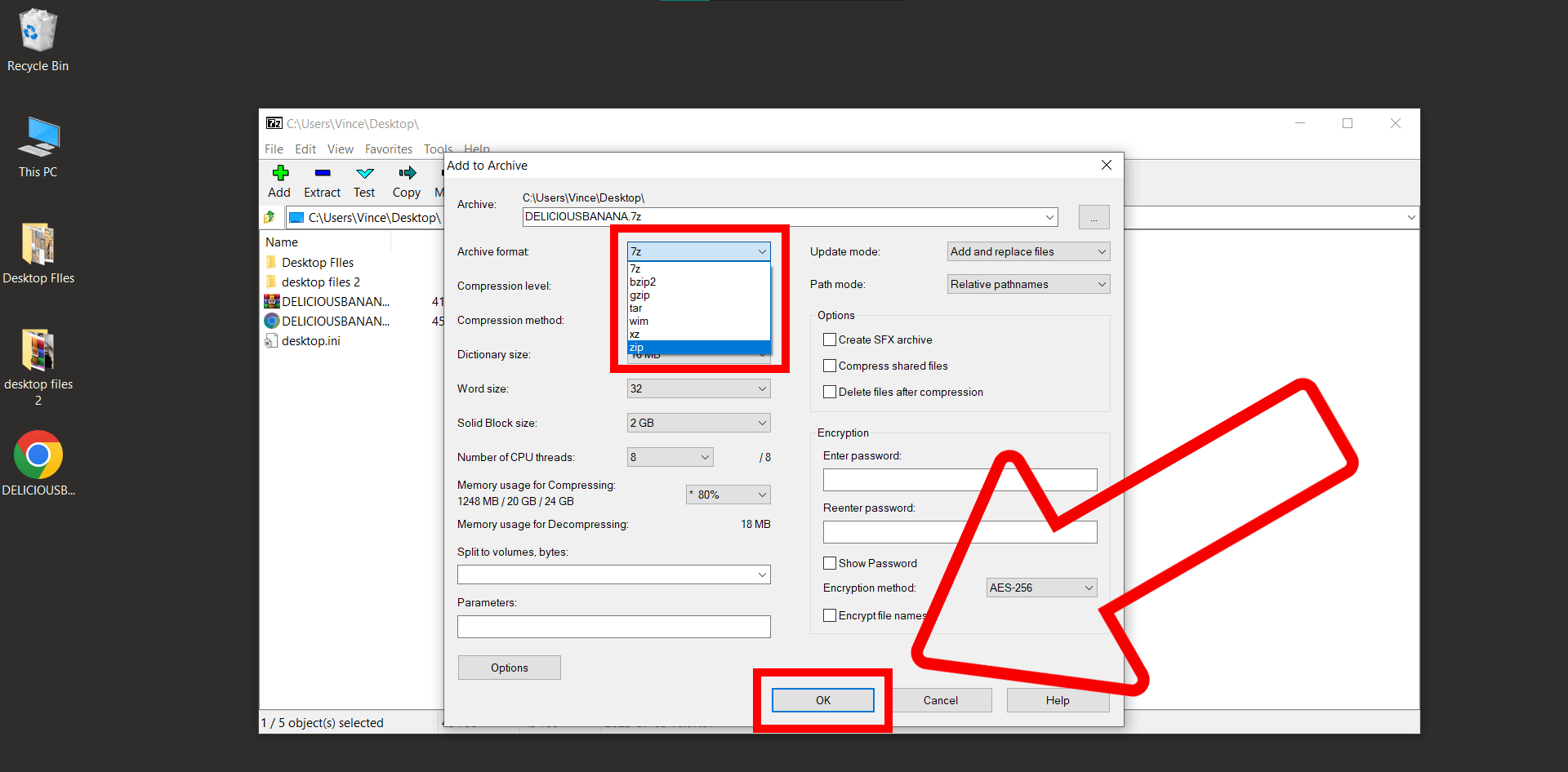 Converting 7Z to Another Archive Format: Step 4