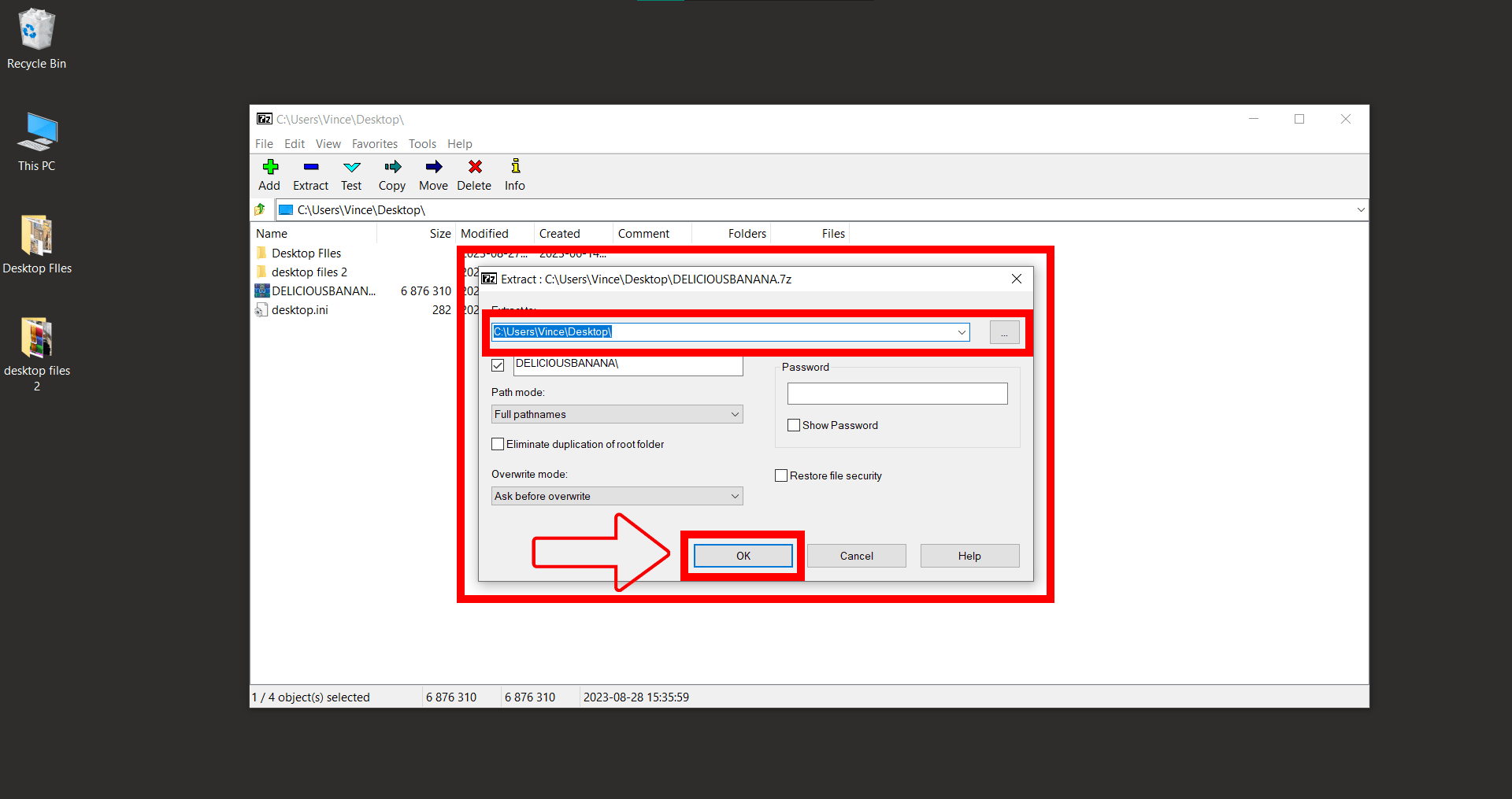 Reverting 7Z Back to Original File (Extracting): Step 3