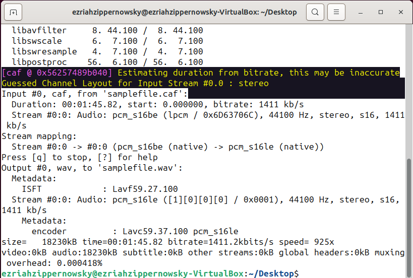 How To Convert CAF Files in Linux with FFmpeg: Step 2