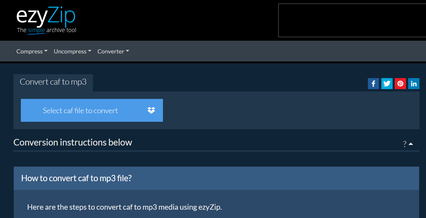 How To Convert CAF Files Online with ezyZip: Step 1