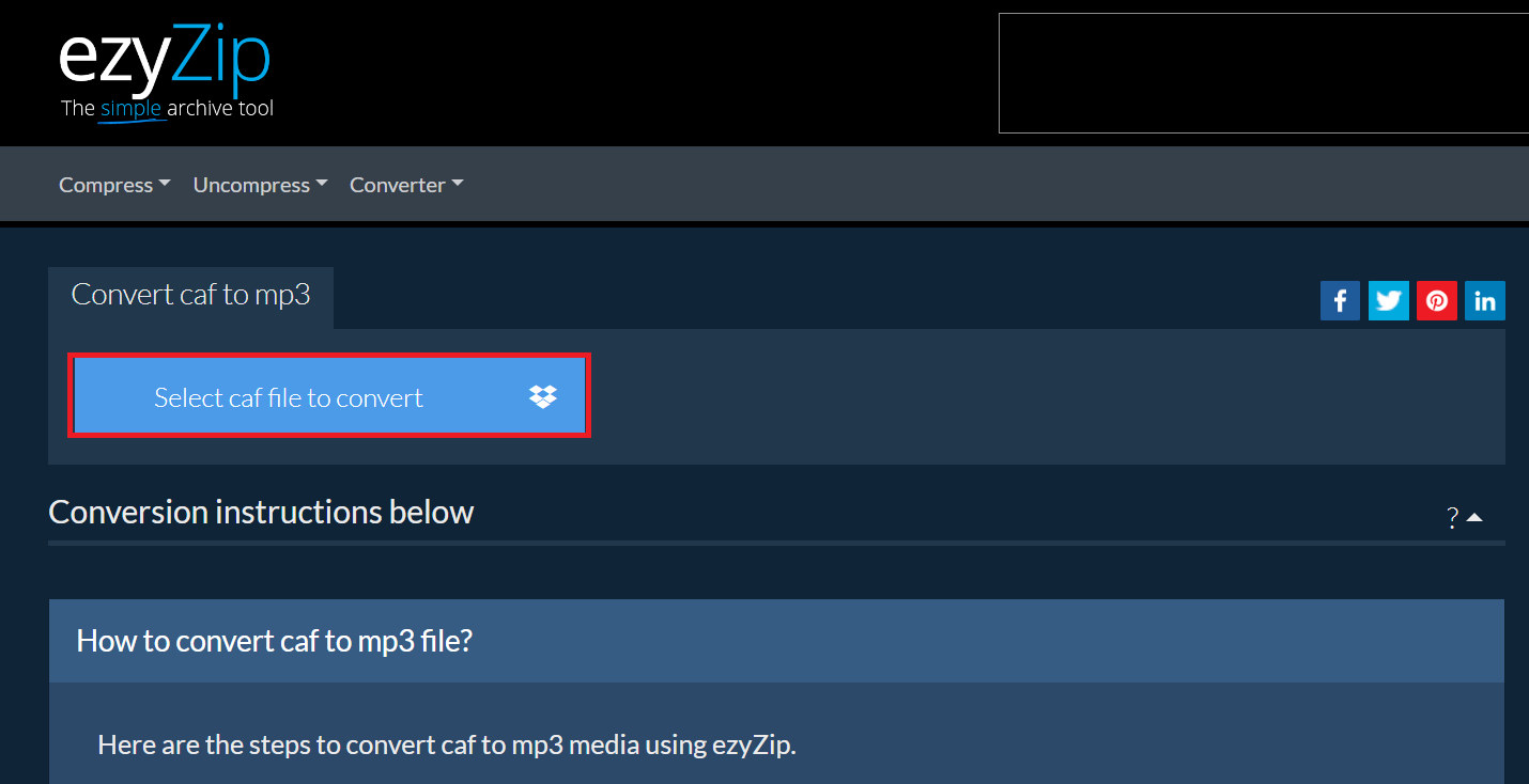 How To Convert CAF Files Online with ezyZip: Step 2
