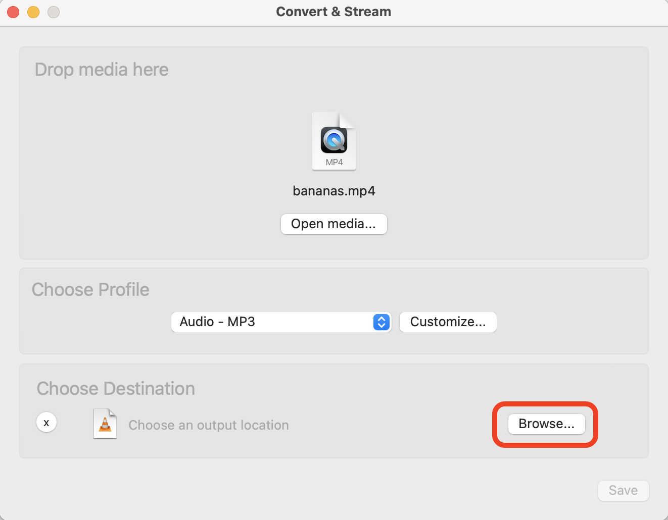 How To Convert Large Media Files on MacOS Using VLC: Step 4