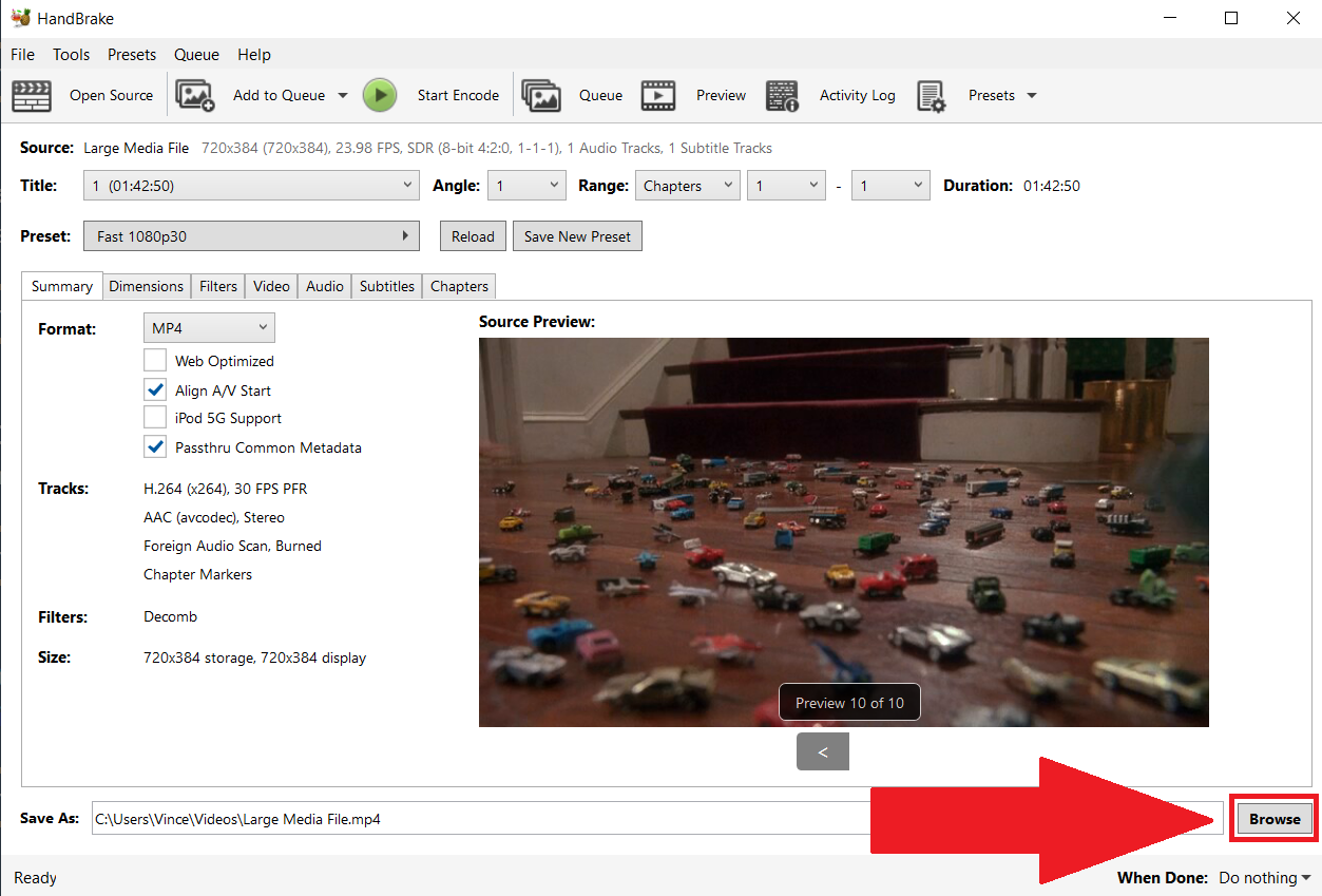 How To Convert Large Media Files on Windows Using HandBrake: Step 3