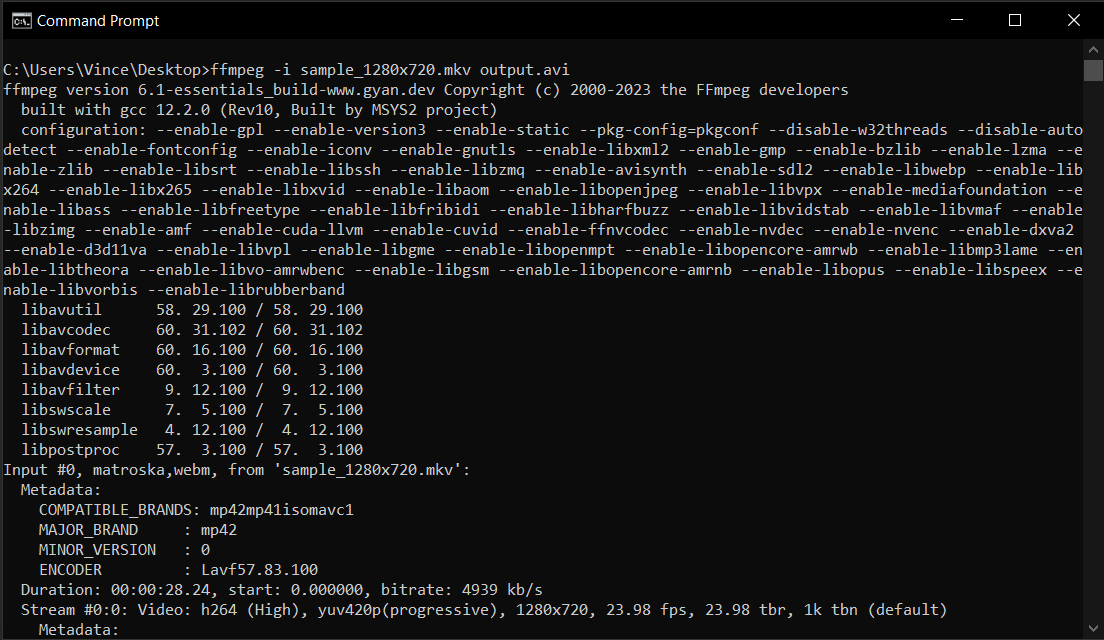 How To Convert Media Files with ffmpeg (Windows/Mac/Linux): Step 4