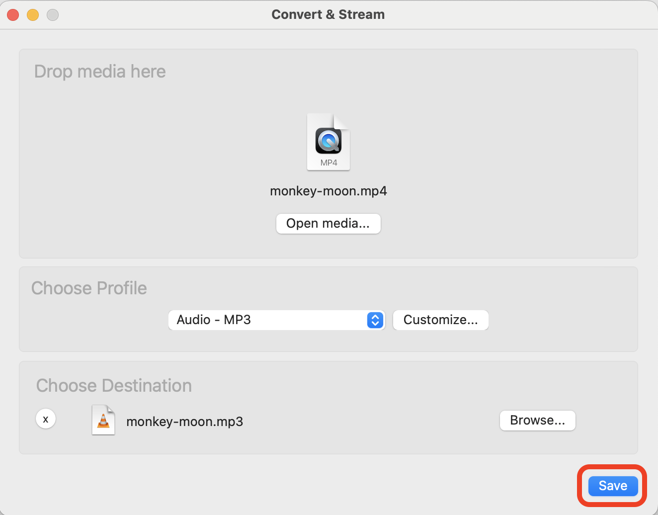 How To Convert MP4 to MP3 Using VLC on Mac: Step 4