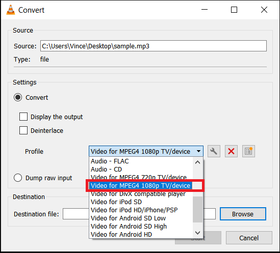 Convert Using VLC Media player on Windows: Step 4