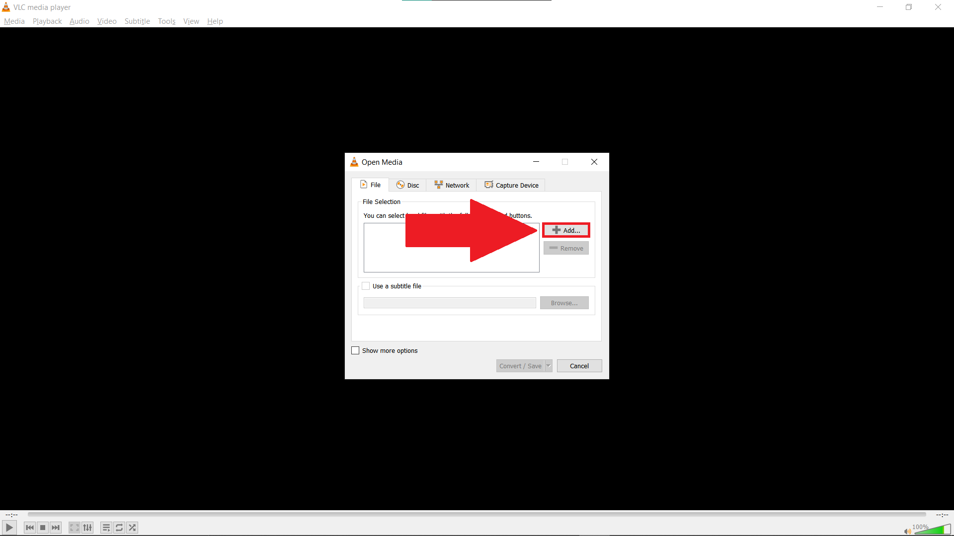 Convert Using VLC Media player on Windows: Step 3
