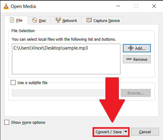 Convert Using VLC Media player on Windows: Step 3