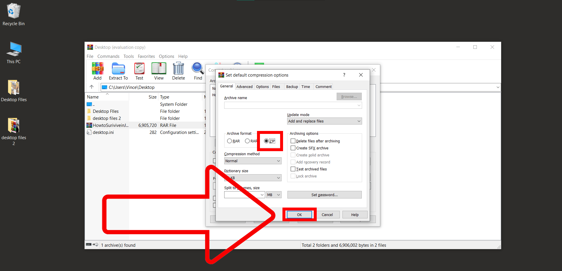 How To Convert RAR to Another Archive Format: Step 2