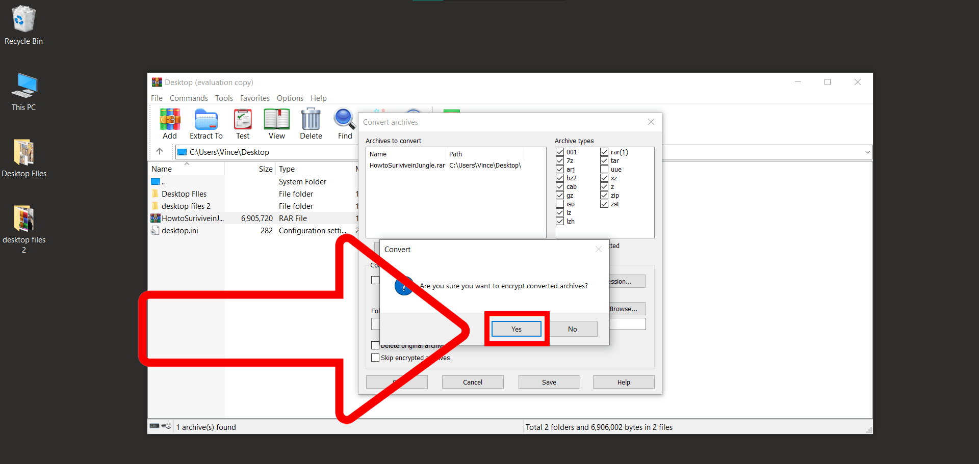How To Convert RAR to Another Archive Format: Step 2