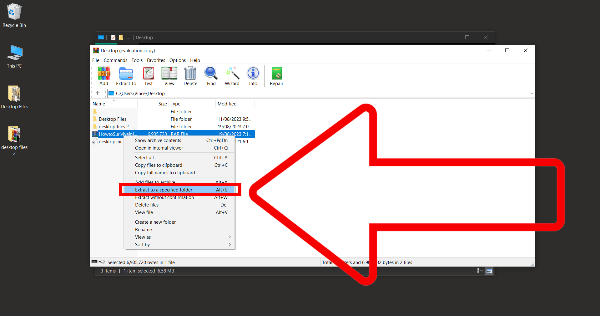 How To Extract Original Files from RAR: Step 2