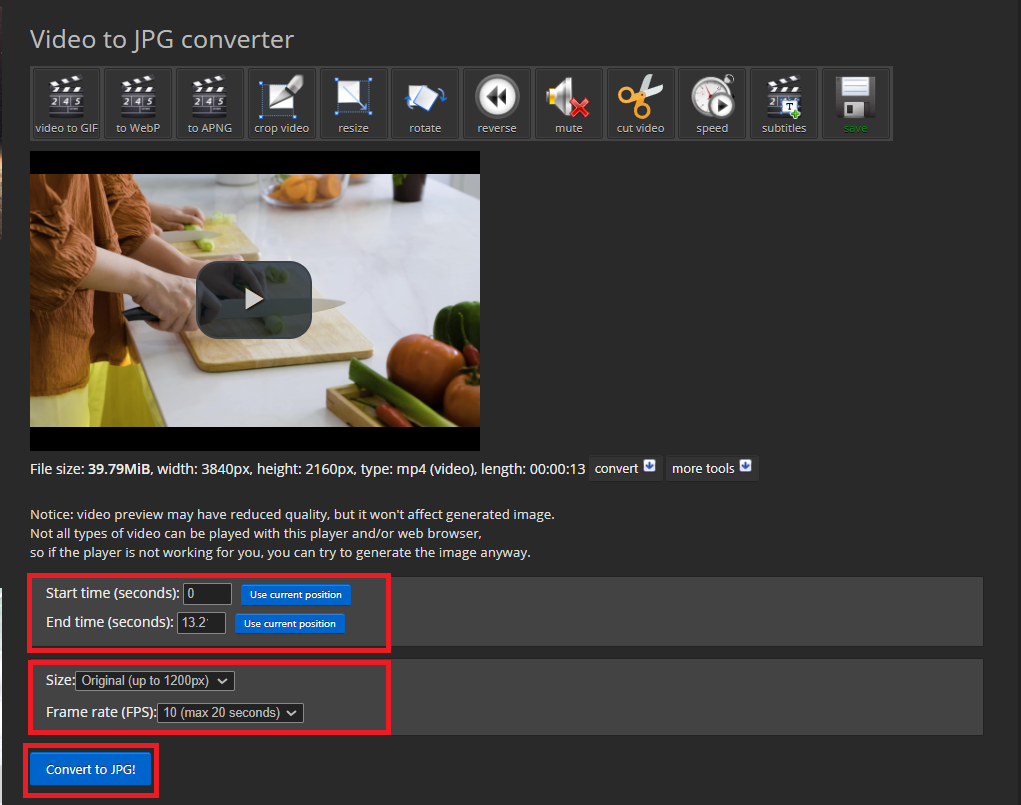 How to Convert Video To Photo On Browser Using Online Tools: Step 3