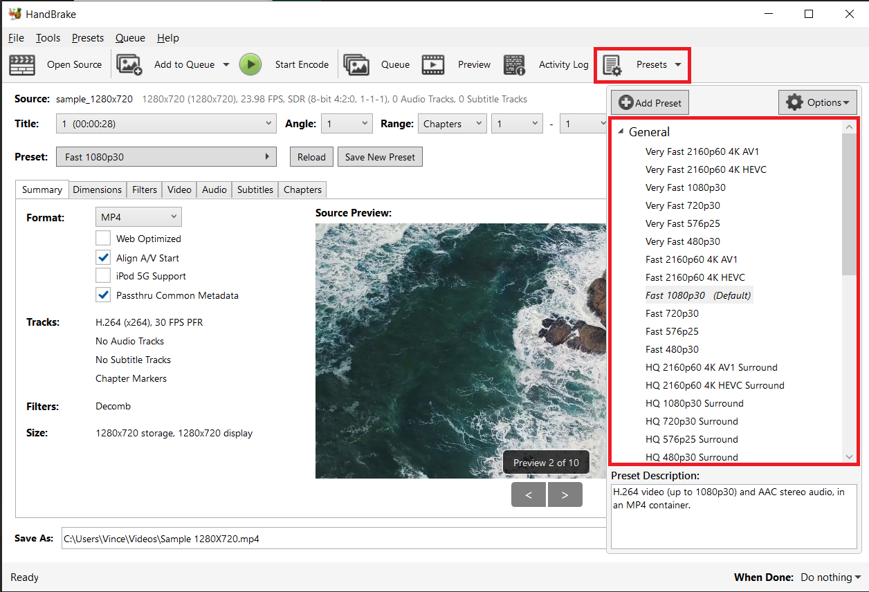How To Convert a Single Video File: Step 2