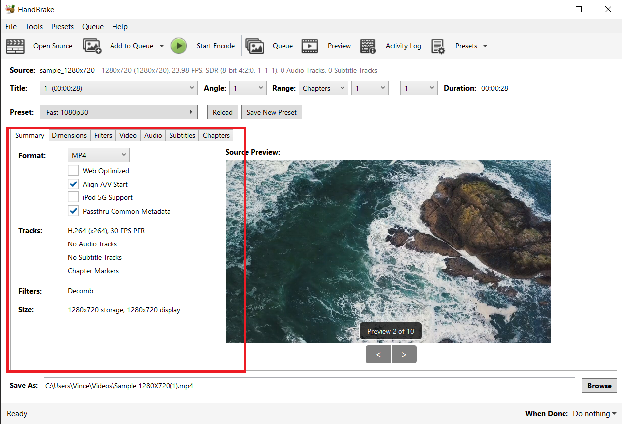 How To Convert a Single Video File: Step 4