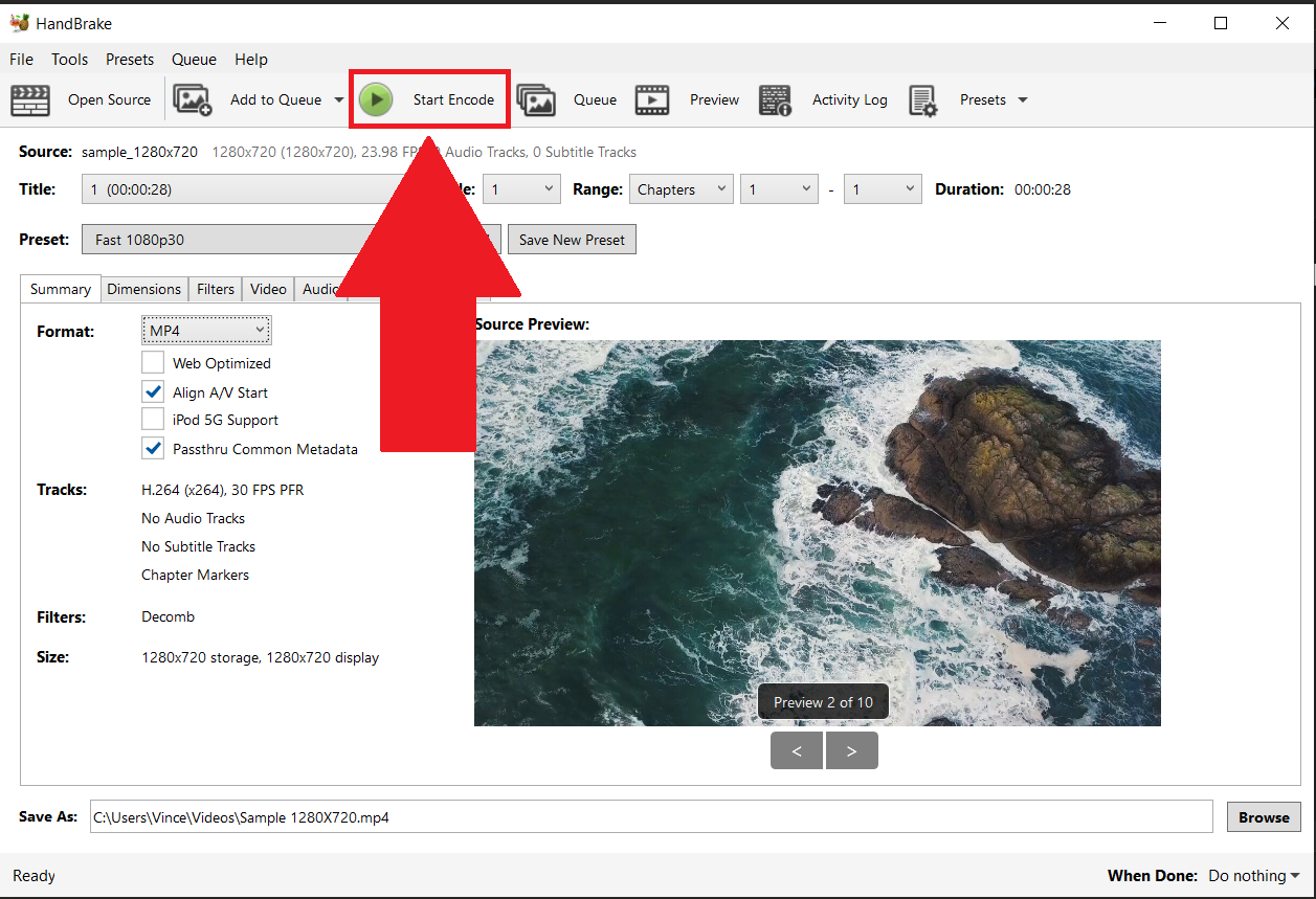 How To Convert a Single Video File: Step 5