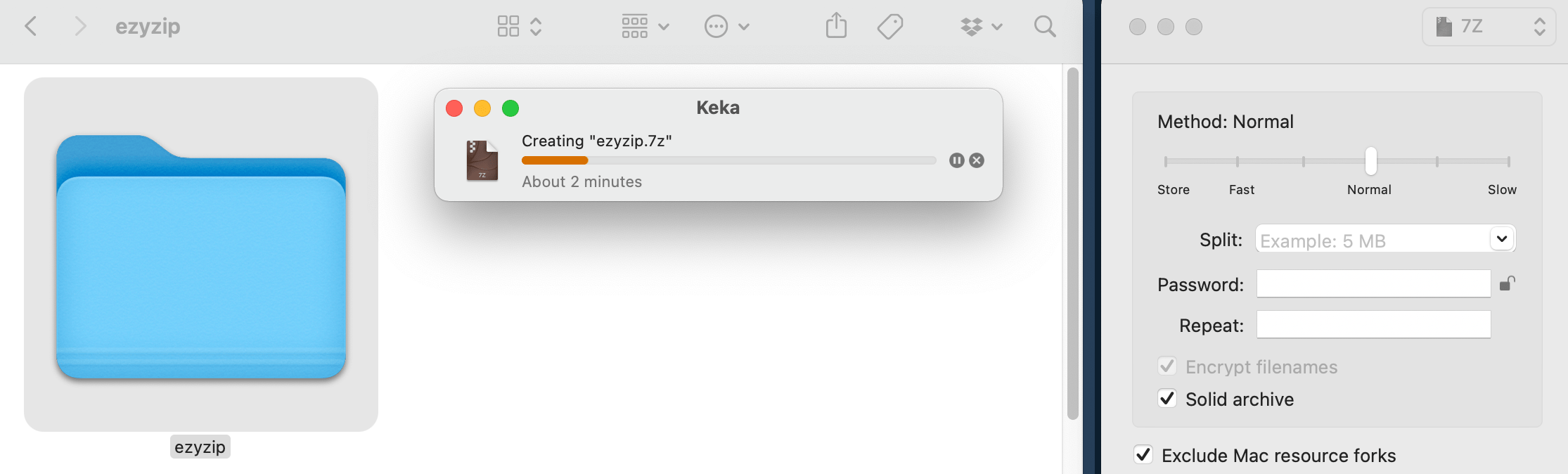 How To Create 7z File Using Keka: Step 6