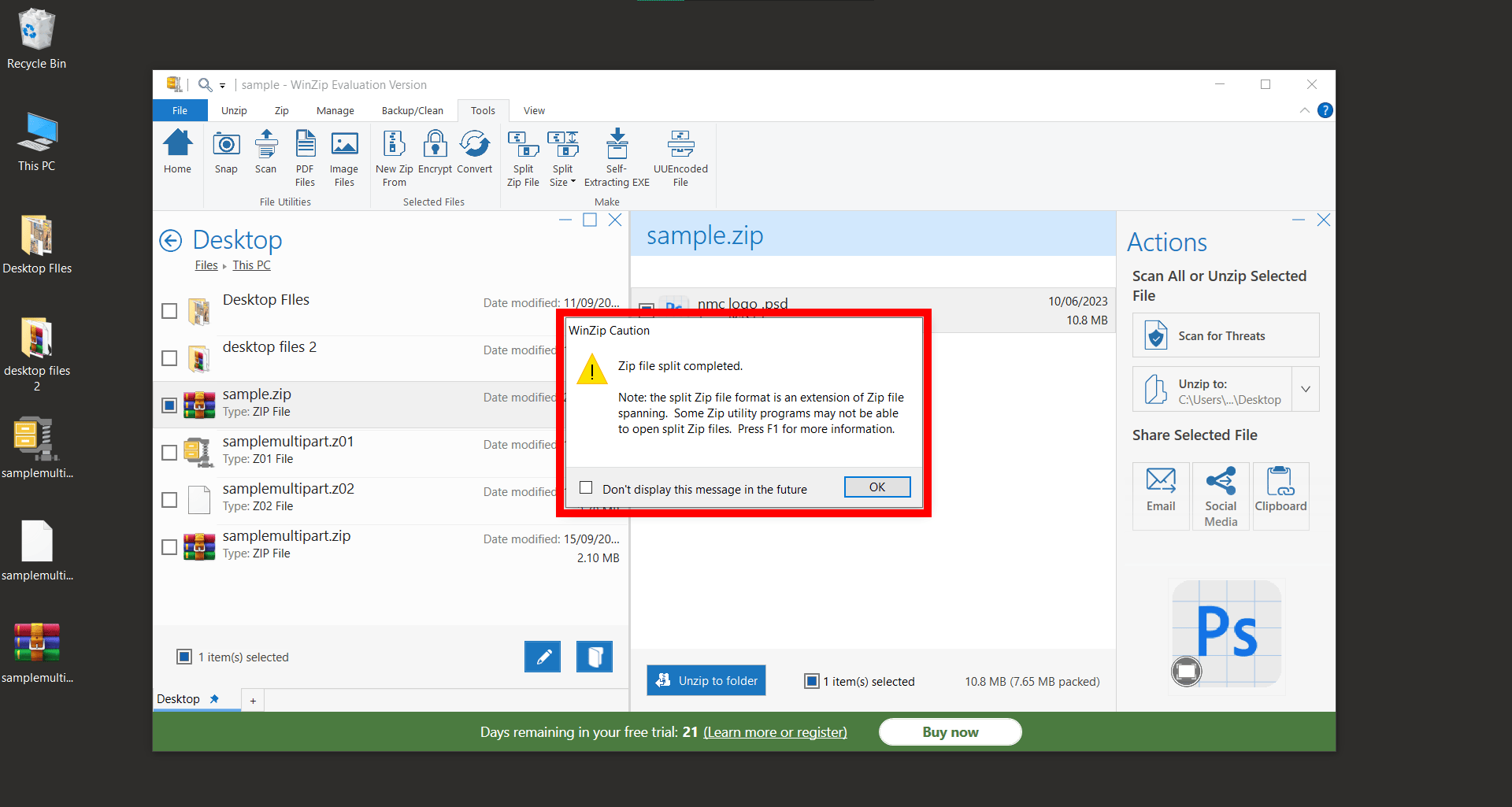 How To Unzip Using WinZip: Step 5