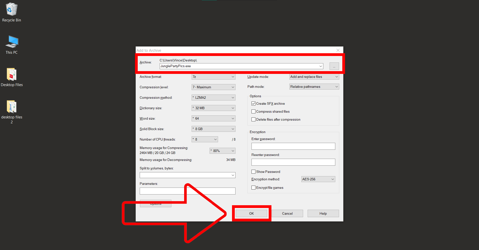 How To Create SFX Files Using 7-Zip: Step 4