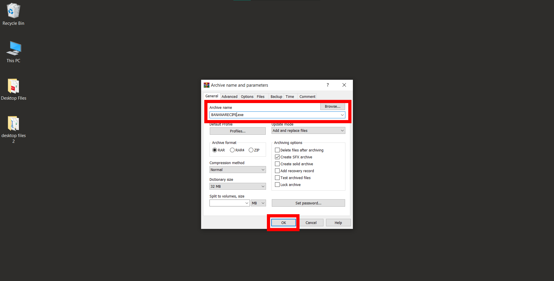 How To Create SFX Files Using WinRAR: Step 5