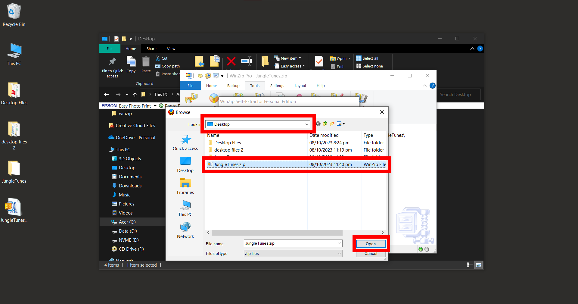 How To Create SFX Files Using WinZip: Step 7