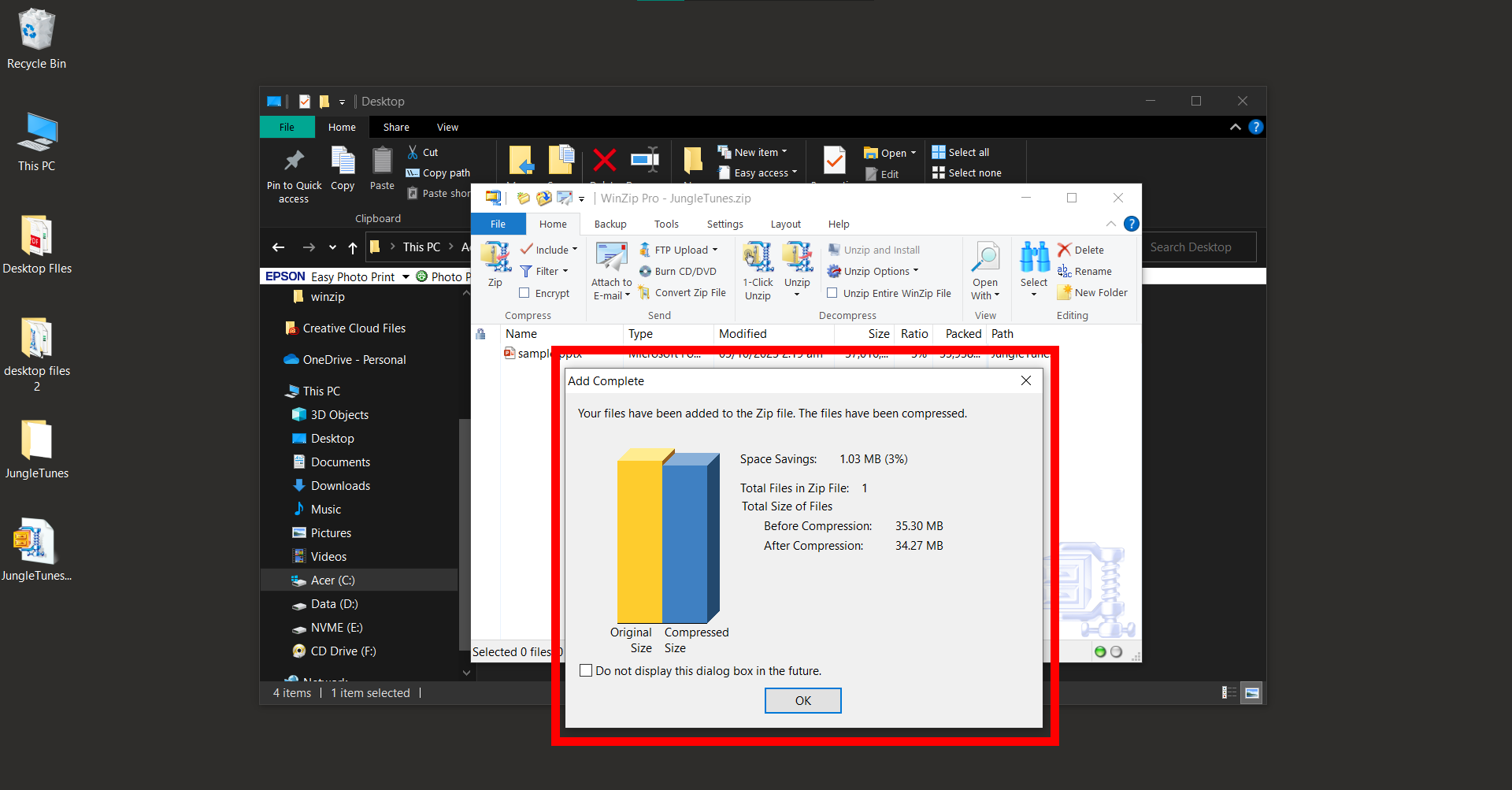 How To Create SFX Files Using WinZip: Step 4