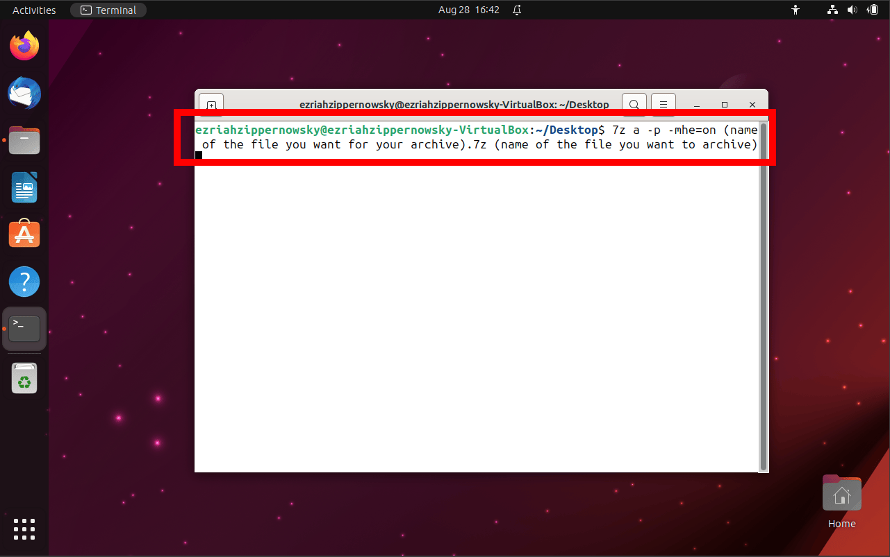 Encrypting 7z Files on Linux Using p7zip: Step 2