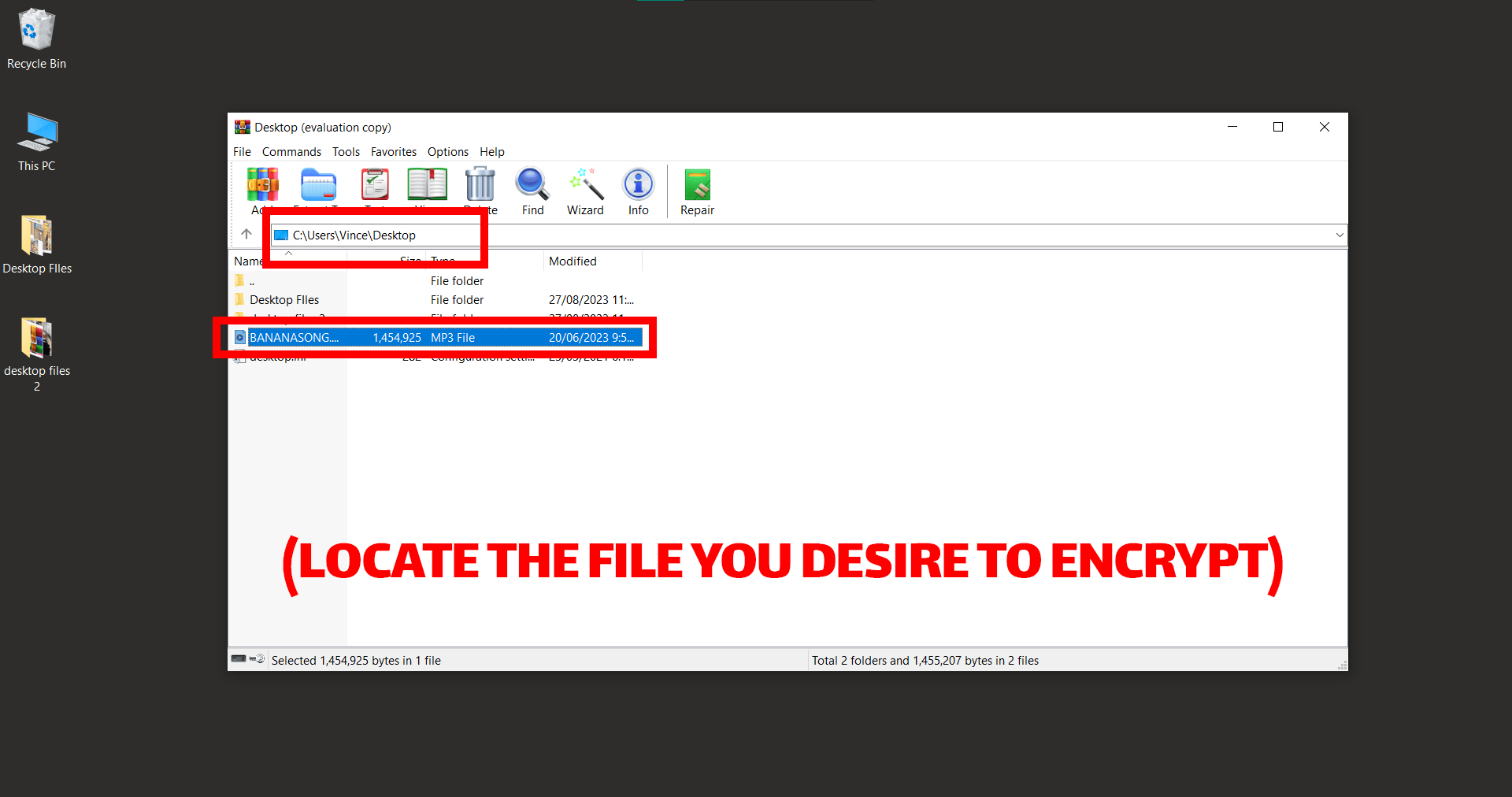 Encrypting RAR Files on Windows Using WinRAR: Step 2