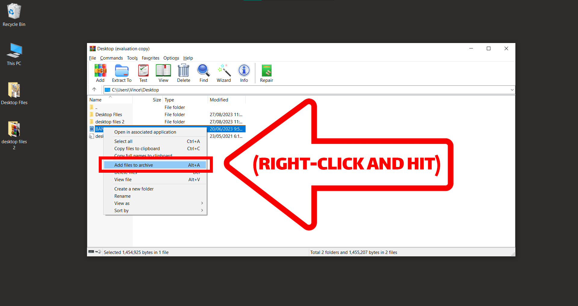 Encrypting RAR Files on Windows Using WinRAR: Step 3