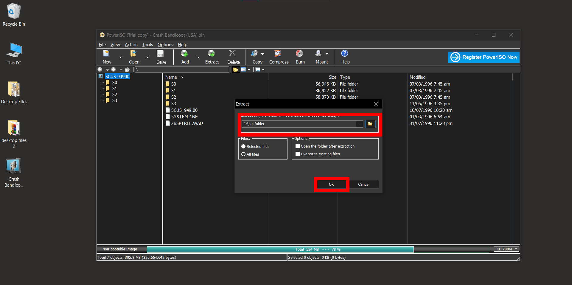 How To Extract BIN Files Using PowerISO on Windows: Step 3