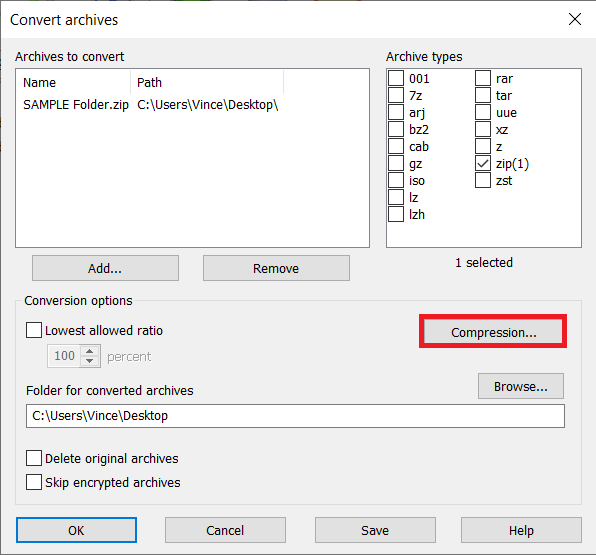 How To Set Maximum Compression Using WinRAR: Step 2