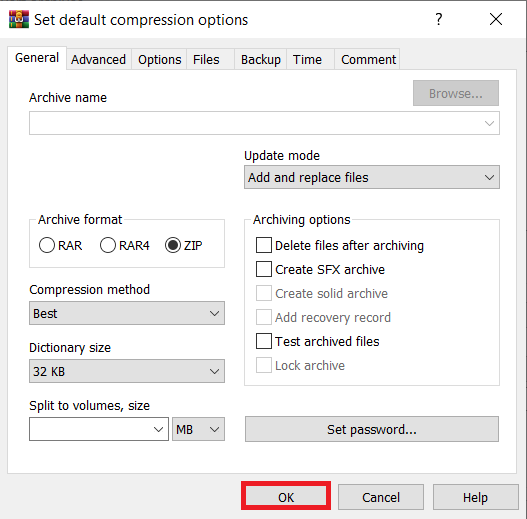 How To Set Maximum Compression Using WinRAR: Step 3