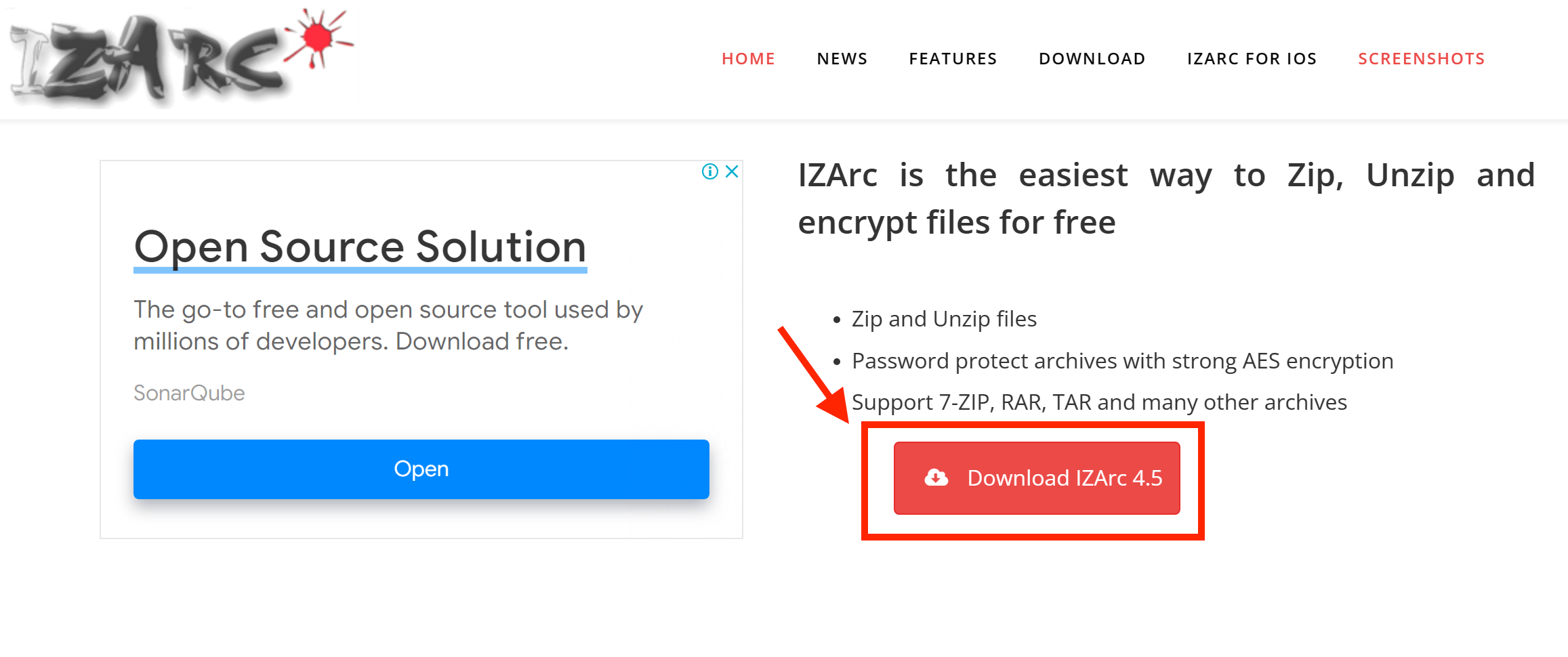 How To Open 7Z Files Using IZArc: Step 1