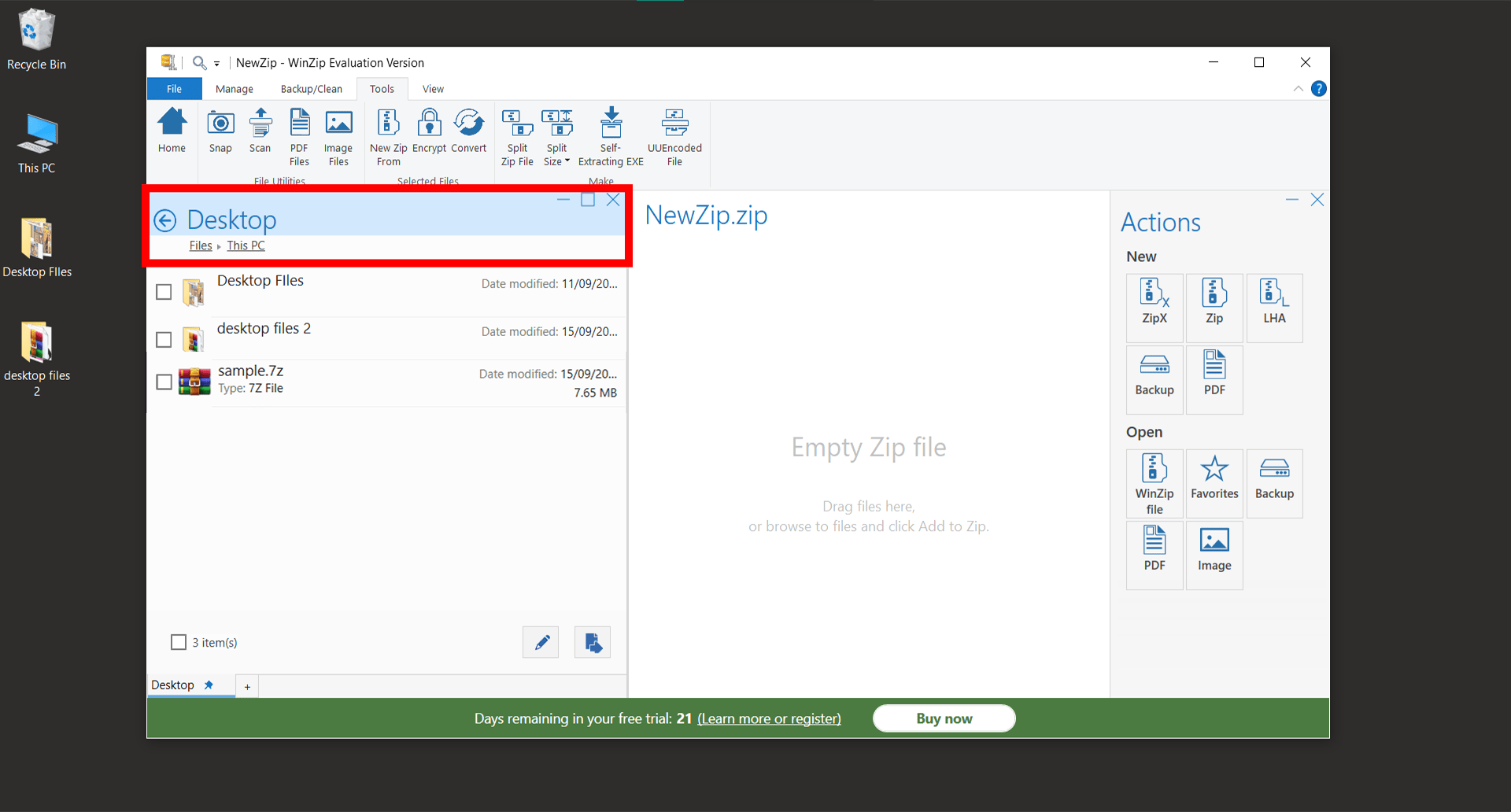 How To Unzip Using WinZip: Step 1