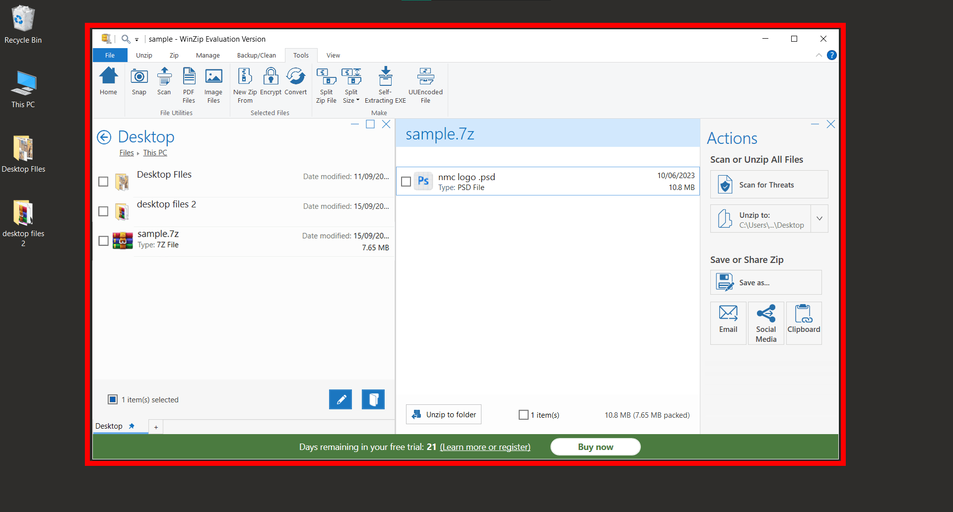 How To Unzip Using WinZip: Step 1