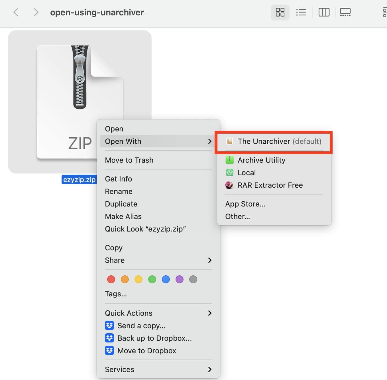 How to Open Password Protected ZIP File Using unarchiver: Step 3