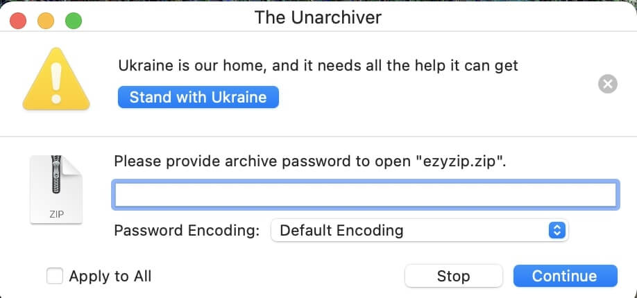 How to Open Password Protected ZIP File Using unarchiver: Step 4