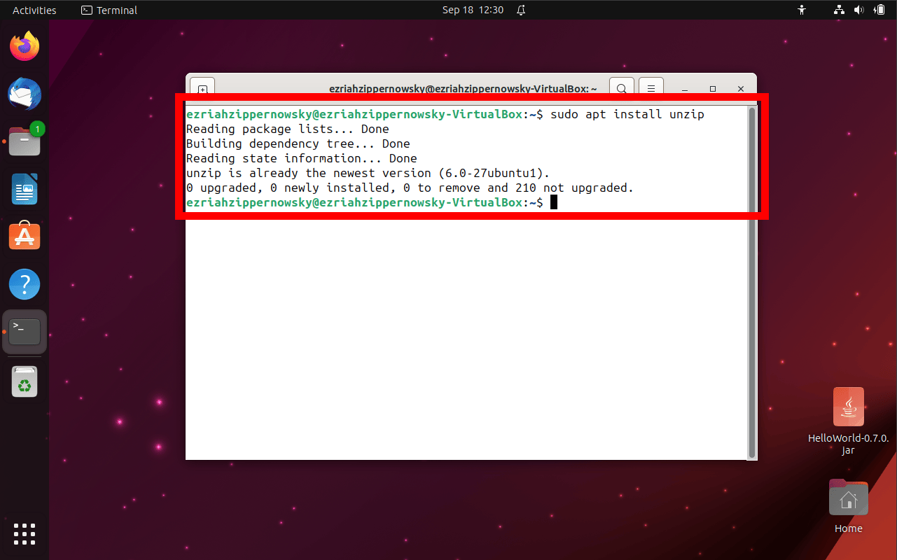 How To Extract JAR Files Using unzip: Step 1