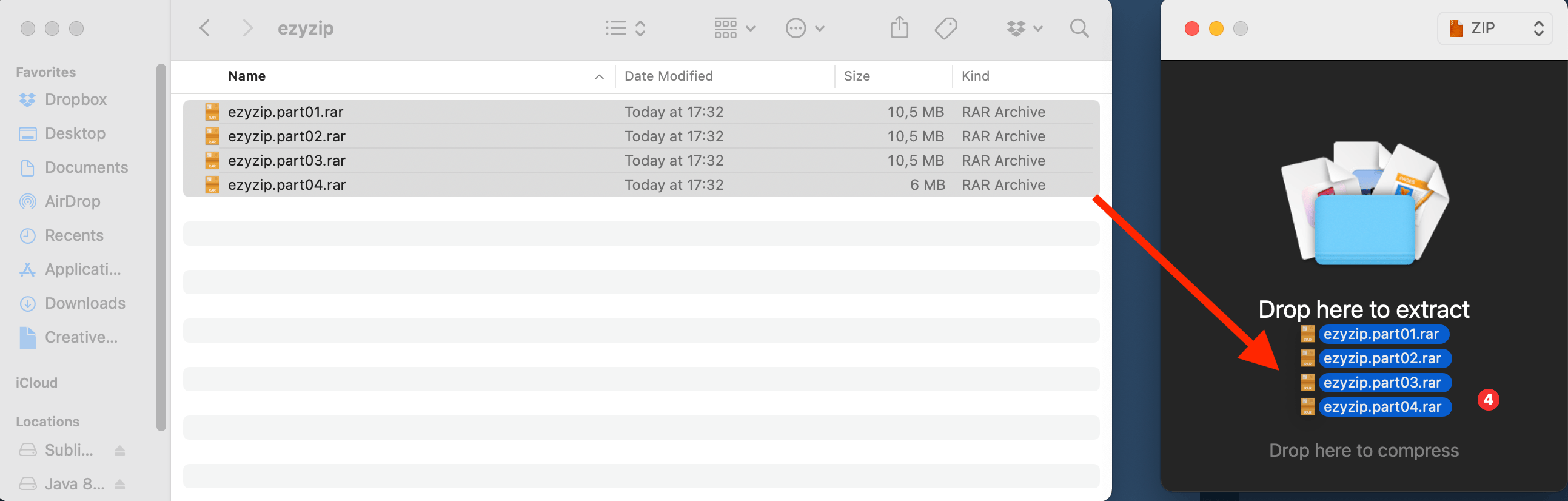 How To Open Multipart RAR Files Using Keka: Step 4