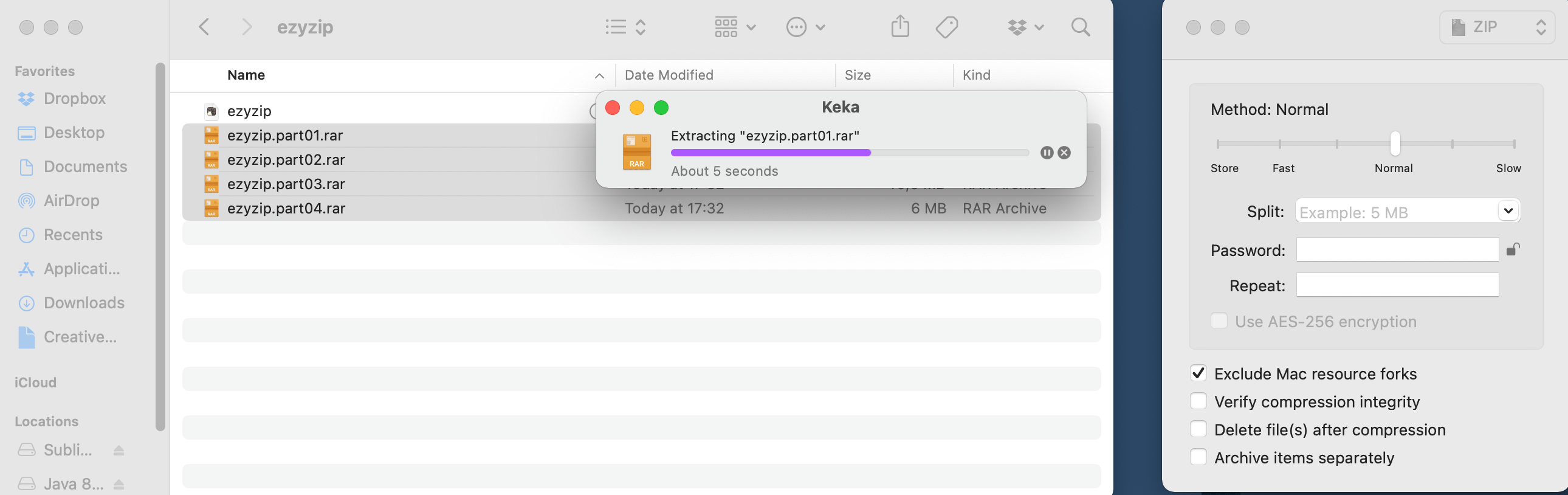 How To Open Multipart RAR Files Using Keka: Step 4