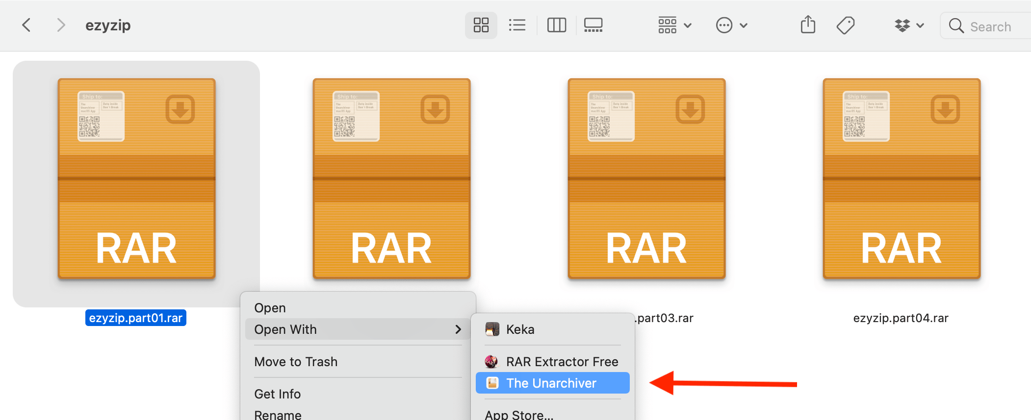 How To Open Multipart RAR Files Using The Unarchiver: Step 4