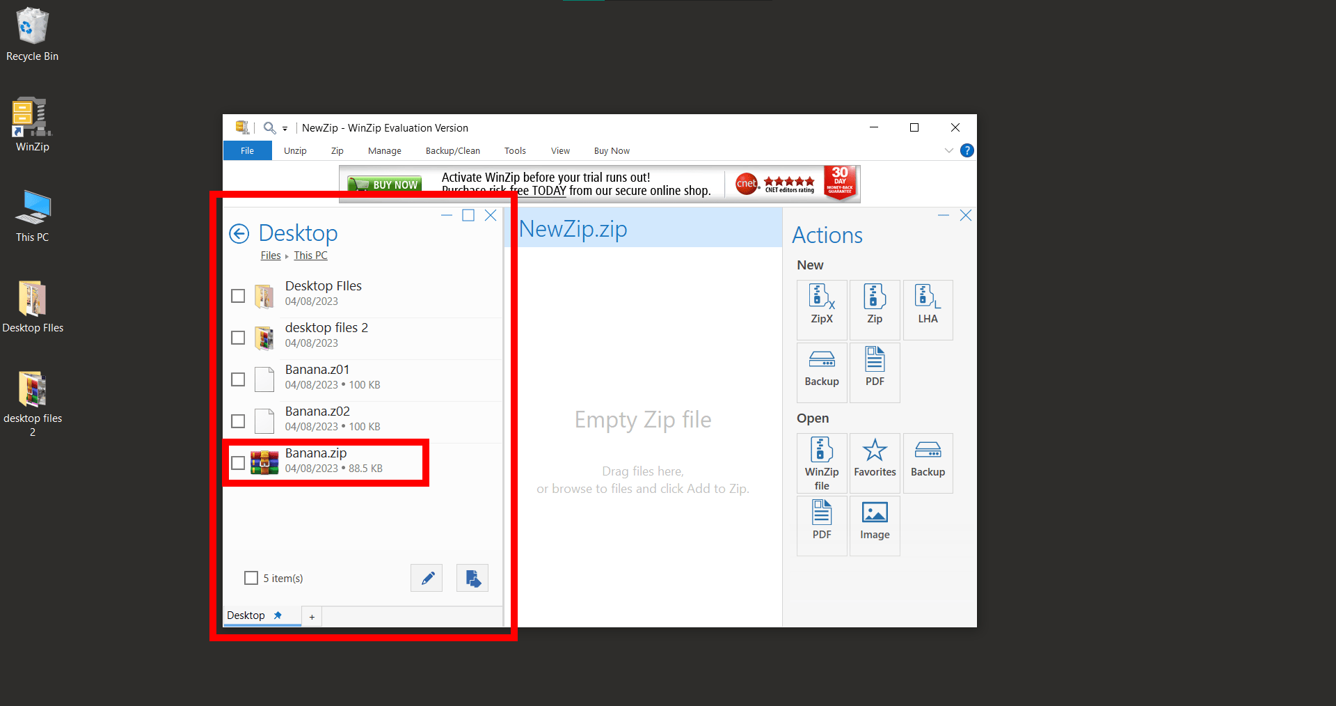 How To Open Multipart ZIP Files Using WinZip: Step 4