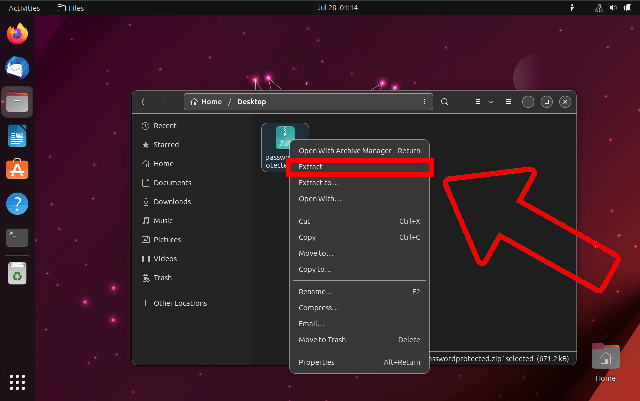 How To Open Password Protected ZIP Files Using Nautilus: Step 3