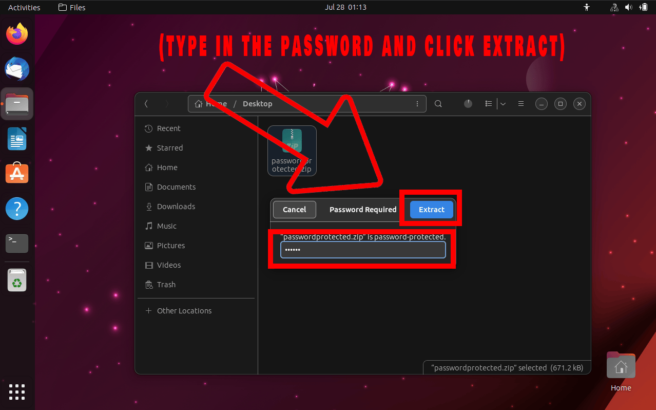 How To Open Password Protected ZIP Files Using Nautilus: Step 3
